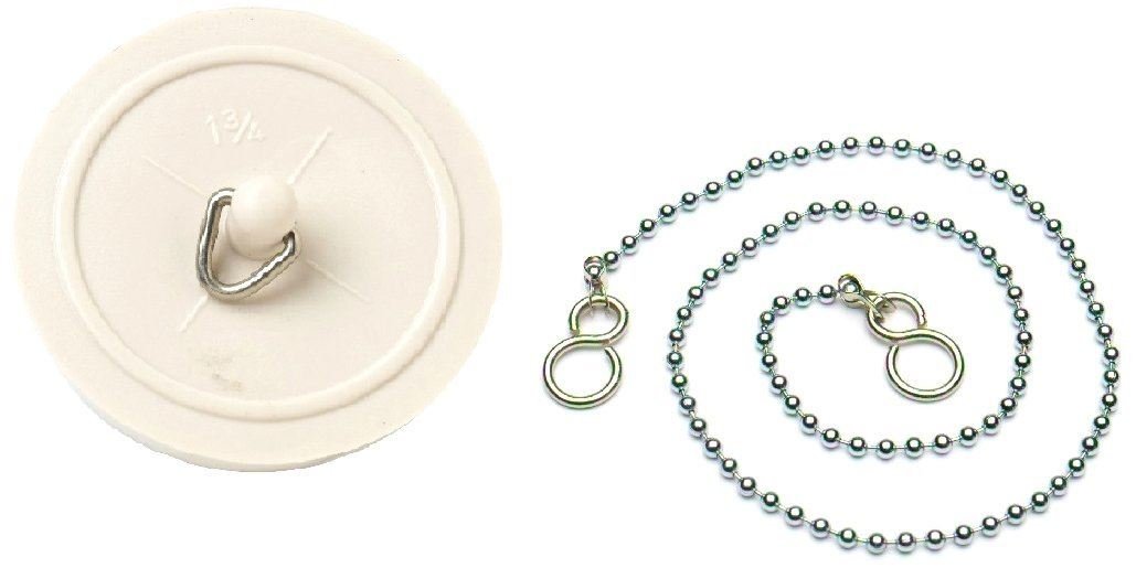 Onestopdiy.com White Basin Plug 38Mm 1 1/2 Inch With 300Mm Chain