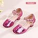 PANDANINJIA Girls Dress Shoes Sequins Princess Sandals Closed Toe Fuchsia Sequin Low Heels Toddler Little Big Kid Flower Girl Wedding Party Size 4 Shoes