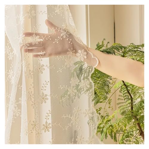 DJSKLDF Rideau De Cuisine Rideau de Cuisine en Dentelle Beige Transparent for Salon, Chambre à Coucher, Traitement fenêtre, Broderie Florale Vintage Courte, 1 pièce(Hook_140CM X 160CM 1PC) – vue 7