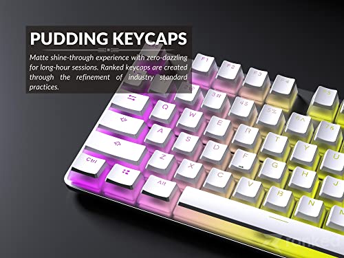 Ranked Klawisze Pudding PBT | 112 Układ Półprzezroczystych Podwójnych Strzałów ANSI US i ISO | Profil OEM dla Mechanicznej Klawiatury do Gier RGB (Bialy)
