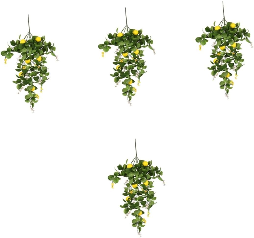 4pcs Realistic Fake Lemon Branch Decorative Lemon Stems for Home Artificial Tree for Party