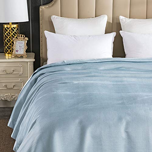 Ep Mode Luxury Mulberry Silk Blanket With Silk Charmeuse Border (Baby Blue, Twin 66" X 88") #TOP2