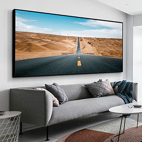 Peinture diamant 5D grand format 50x100 cm Route du désert strass complet pour adulte et enfant