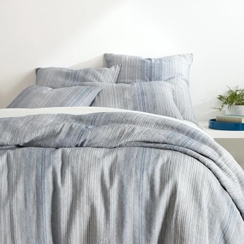 Pine Cone Hill Sterling Stripe Linen Blue Stripe Linen Duvet Cover, Twin