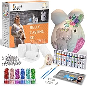 Crawl Story Belly Cast Kit Pregnancy-Baby Casting kit | With 5-Plaster Cloth Roll, Hanging Hardware & Decorative items…