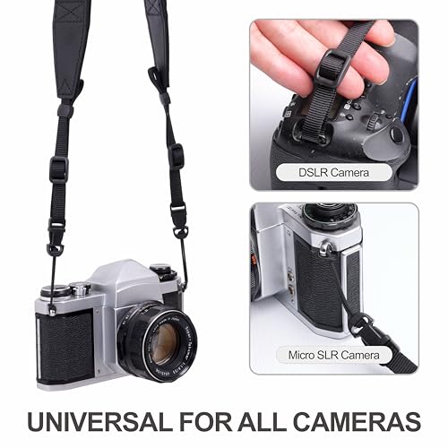 Image of Padwa Lifestyle Adjustable Camera Strap - 1.5 inch Full Grain Leather Ends Camera Straps for Photographers, Adjustable Neck Shoulder & Crossbody Cotton Strap Quick Release for Cameras and Binoculars