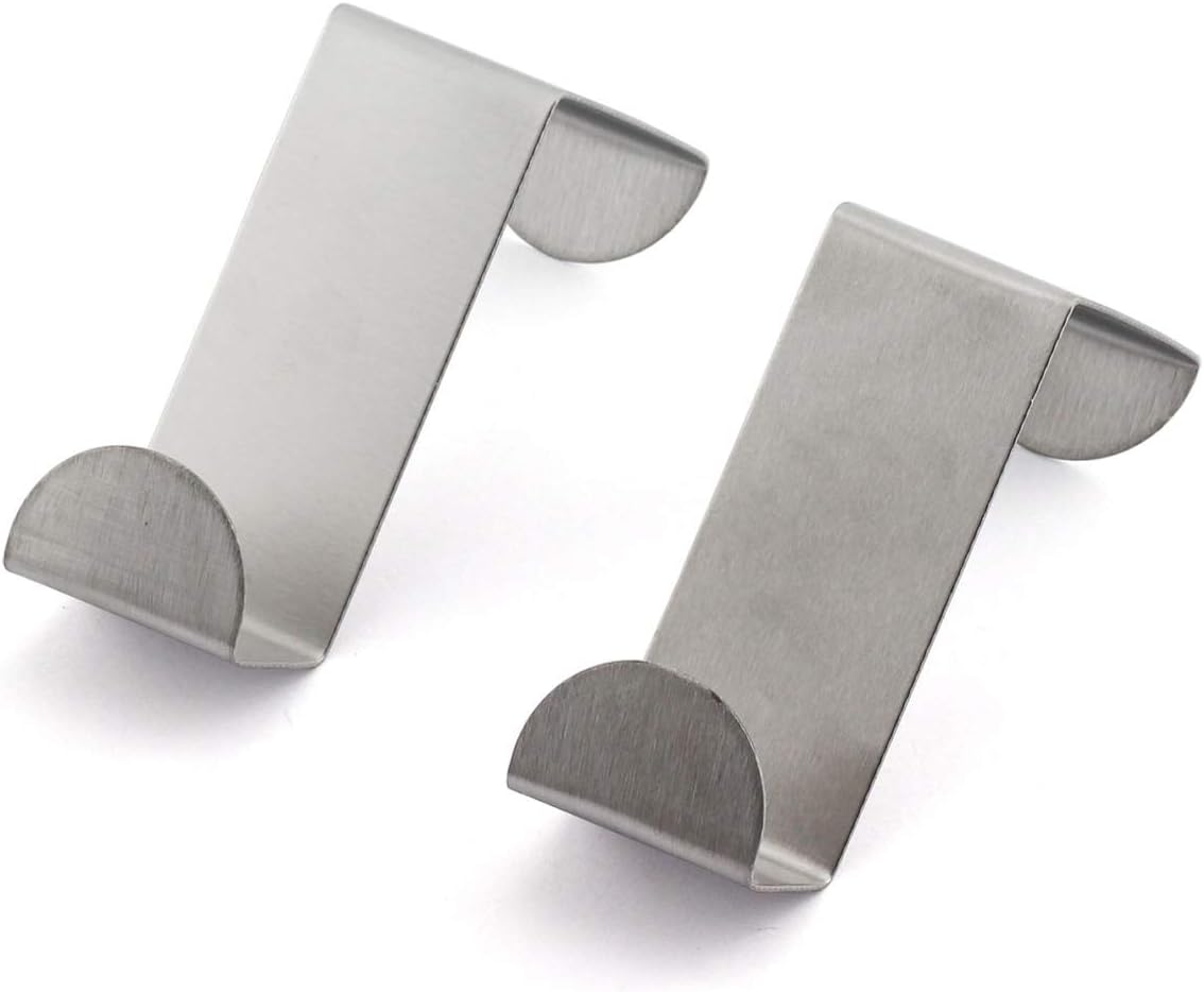 JCBIZ 2 Pack Over The Door Hooks Stainless Steel Seamless Nail-Free Bathroom Kitchen Z Shape Back Door Hook Rack Hanger Organizer Silver (Fit for Thickness: Less Than 1.8cm/4cm)