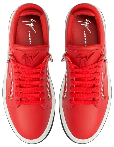 GZ94 Low Top Leather Sneakers With Silver Metal Zippers4