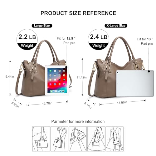 Kattee Leather Handbags Tote Shoulder Bag for Woman Satchel Designer Purse Top Handles Crossbody Bag Large Capacity3