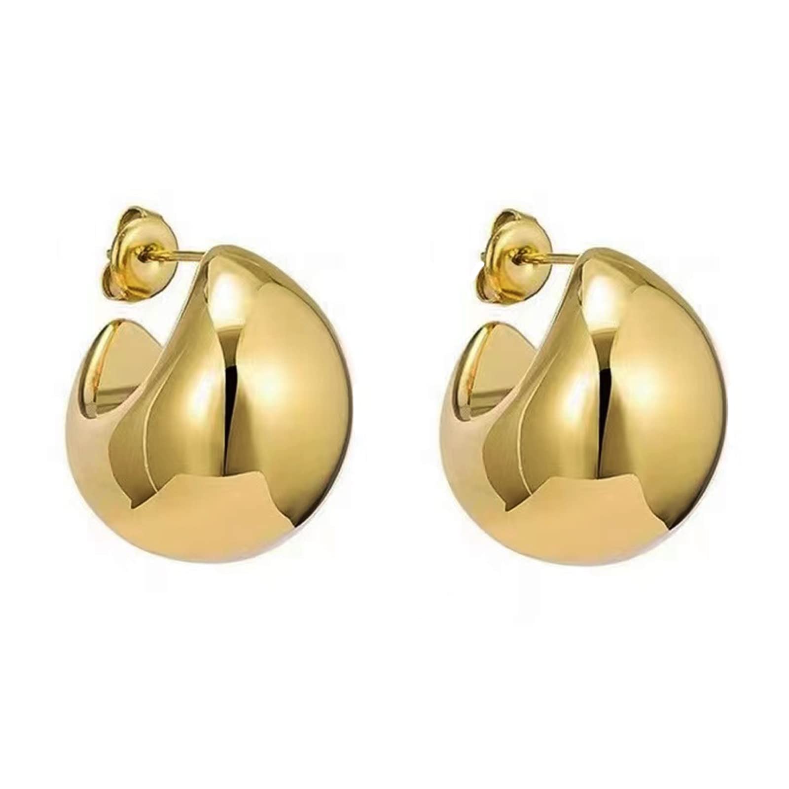 SLINHEWEI Chunky Gold Hoop Earrings for Women, 2023 new Lightweight Waterdrop Hollow Open Hoops, 925 Sterling Silver Post Hypoallergenic Gold Plated Earrings Fashion Jewelry for Women (Gold 2)