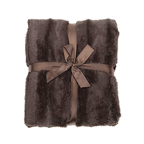 Cheer Collection Faux Fur Blanket, Luxurious Blanket For Couch, Throw Blanket, 60" X 70" Inches, Chocolate #TOP2