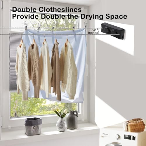 Étendoir rétractable anti-affaissement pour étendre le linge lourd sans percer - 6