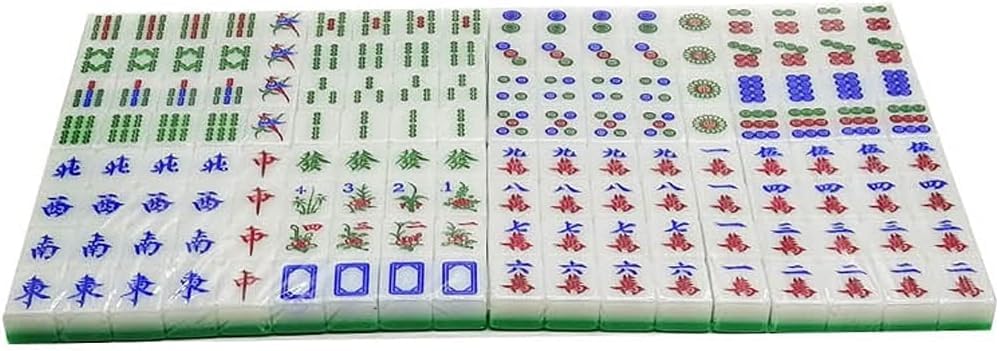 Jeu de Mahjong chinois en acrylique 146 tuiles de 40mm avec boîte et 2 dés