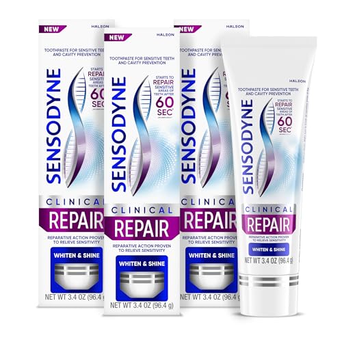 Sensodyne Clinical Repair Whiten & Shine Toothpaste for Sensitivity Relief,