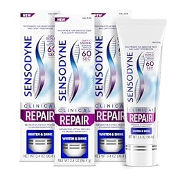 Sensodyne Clinical Repair Whiten & Shine Toothpaste, 3.4 oz (3 Pack)