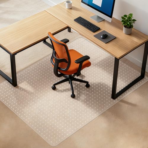 Office Chair Mat for Carpet Floor, 48'X65' Chair Mat, Slip Resistant Heavy Duty Under Desk Protector Carpeted Floors Mats, Office Low Pile Carpets and Rolling Computer Mats with Studs for Home