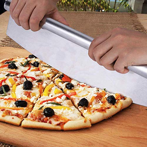 14" Pizza Cutter Stainless Steel Cheese Cutter Rocker Style Blade Sharp And Durable Cutter for Baking Tool for Kitchen - Thumbnail 3