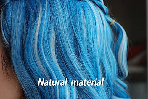 Colorground Long Wavy Blue With Silvery White Cosplay Wig #TOP3