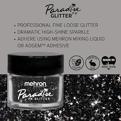 Mehron Makeup Paradise Glitter FX | Professional Cosmetic for Makeup & Art | Vibrant & Shimmering Loose Glitter .25 oz (7 g) (Black)