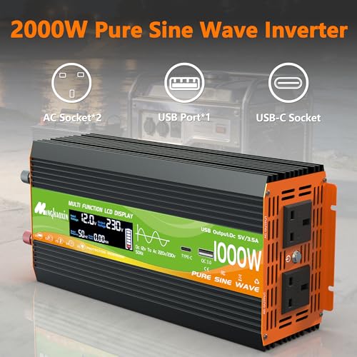 Onduleur sinusoïdal pur 1000W avec télécommande et refroidissement actif - 2