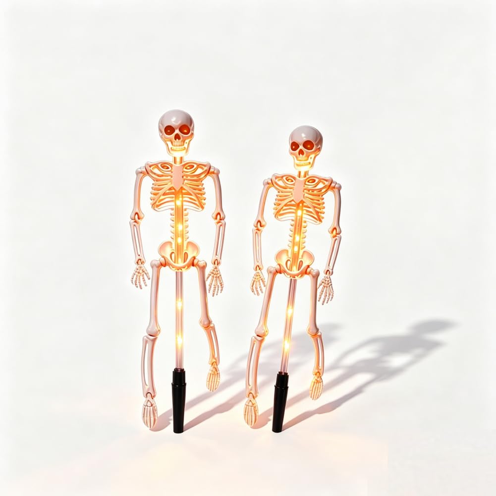 ​Skeleton Lamp Solar Halloween Yard Stake, 3D Creepy LED Light Up Skeleton