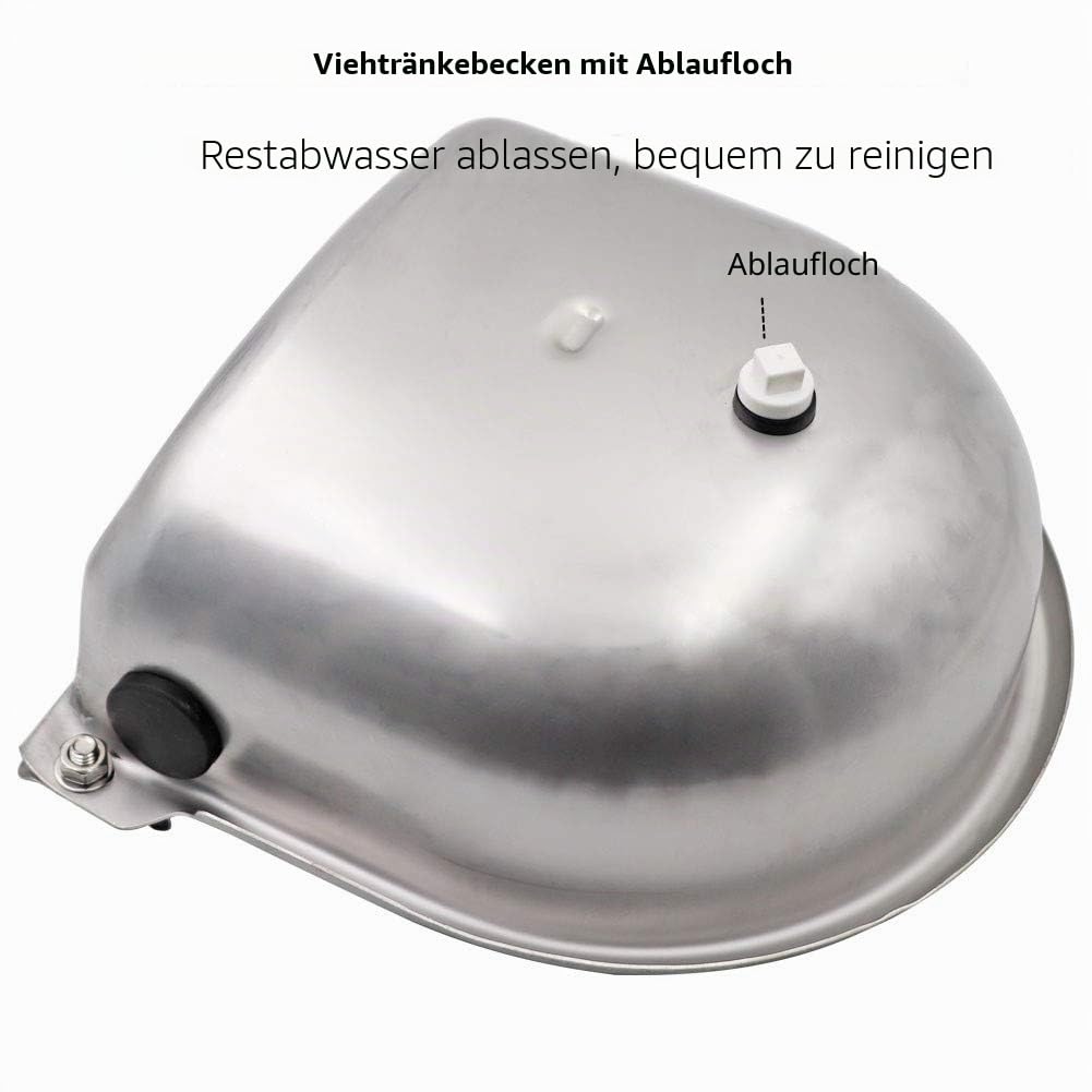 4L Edelstahl Rindertränke Automatische Kuhtränke Ziegentränke Große Kapazität Schaf Viehtränke mit einstellbarem Schwimmerventil und Abflussloch
