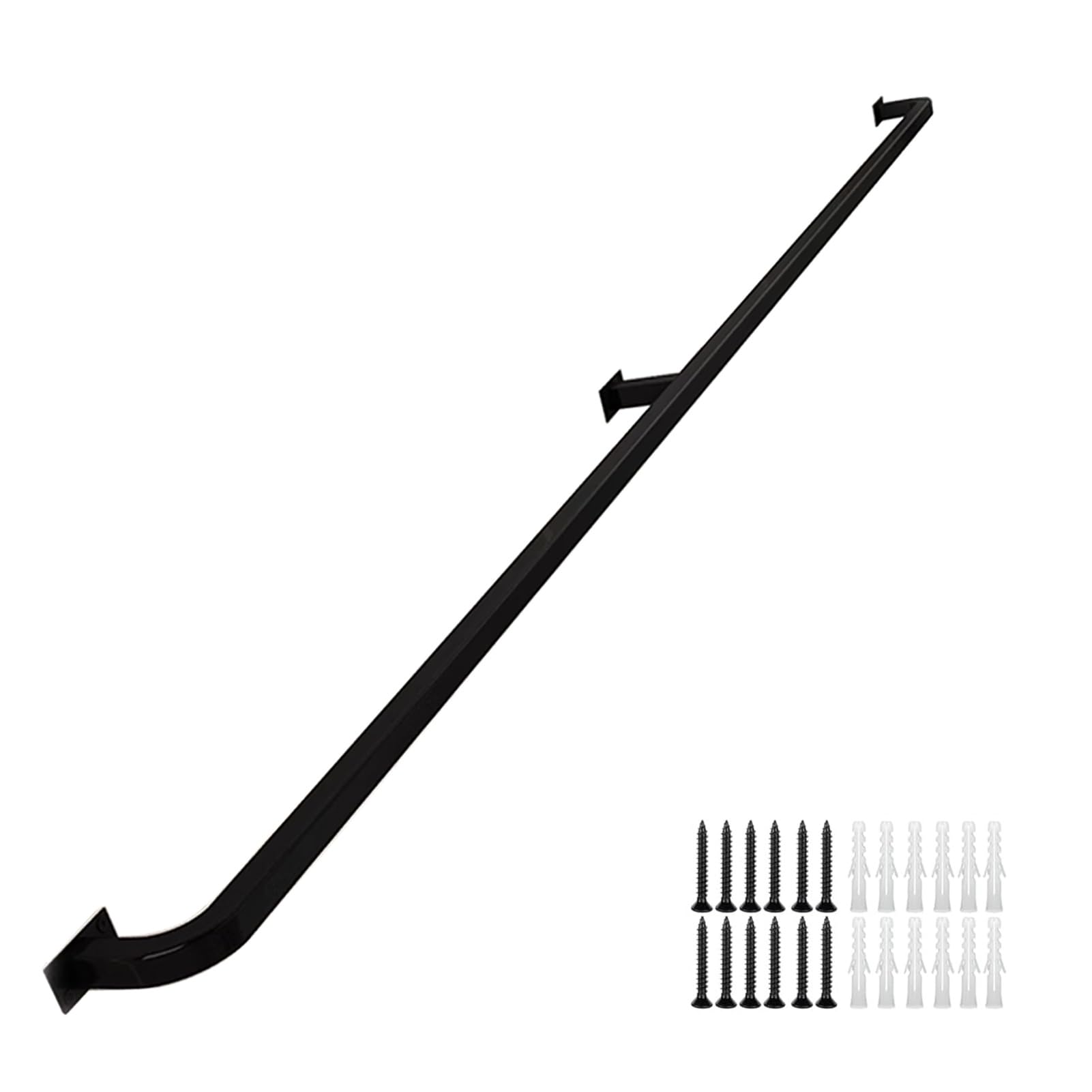Rampe d'escalier à tuyau carré noir pour sécuriser les marches glissantes