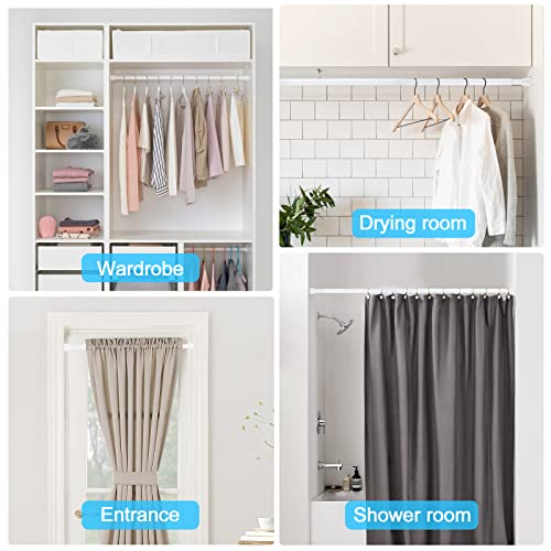 White Tension Curtain Rod For Windows 28 To 48 Inch, Adjustable Expandable Pressure Spring Curtain Rod No Drilling, 7/8" Curtain Rod For Bedroom Doorway Closet Door #TOP6