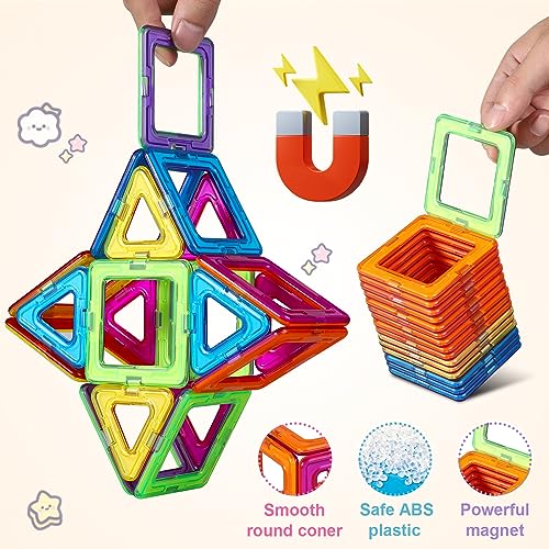 ECHOCUBE 42-elementowy zestaw magnetycznych klocków konstrukcyjnych, zabawki konstrukcyjne STEM dla dzieci, edukacyjne płytki magnetyczne dla dzieci, chłopców i dziewczynek