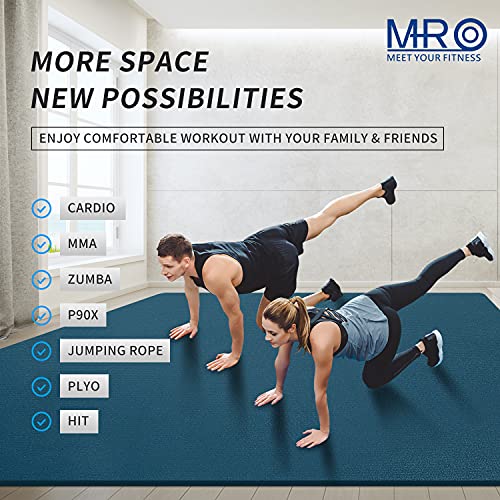 Premium Large Exercise Mat 6' x 12' x 7mm, High-Density Workout Mats for Home Gym Flooring, Non-Slip, Extra Thick Durable Cardio Mat, and Ideal for Plyo, MMA, Jump Rope (Blue)
