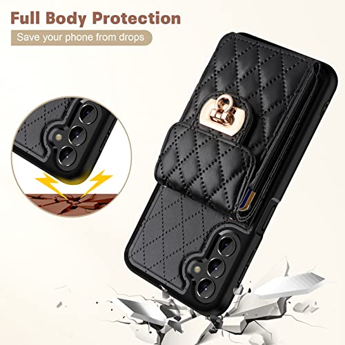 Coolden For Samsung Galaxy A14 5G Case Wallet, Galaxy A14 Women Crossbody Wallet Cases Quilted Leather Phone Cover With 6 Credit Card Holder, Protective Purse Case Flip Cover For A14 5G 6.6 Inch #TOP4