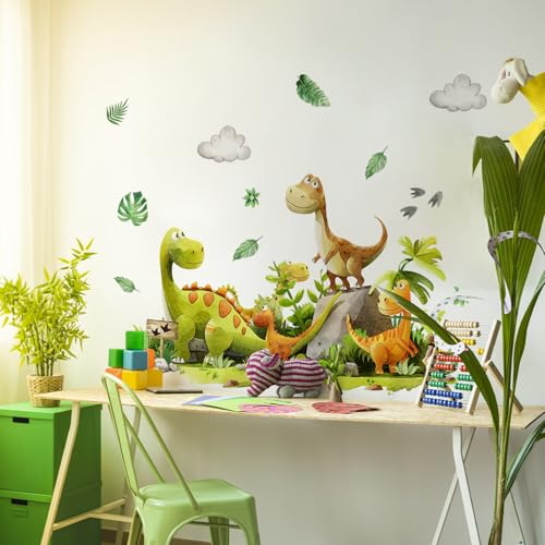Vinilos decorativos adhesivos vinilo verde dinosaurios para pared miniatura 3