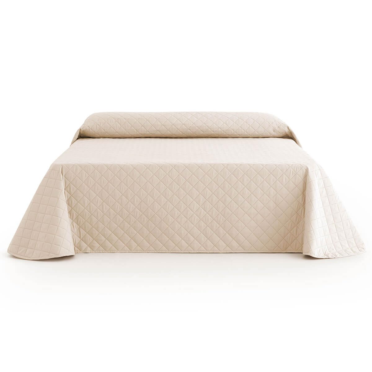 Lanovenanube Colcha bouti Mallorca, con Relleno de 90 gr/m2. Medida Cama 150 (250x270 cm). Tejido de Tacto Suave con Ligero Acolchado y Reversible. Color Beig
