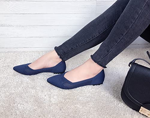 Image of FEVERSOLE Women's Woven Pointy Fashion Cutouts Breathable Knit Flat Shoes