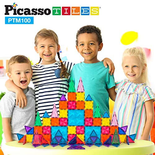 Picassotiles Magnetic Building Block Mini Diamond Toy_Building_Block Construction Set For Stem Educational Playset Kid Brain Development Stacking Blocks 100 Piece #TOP1
