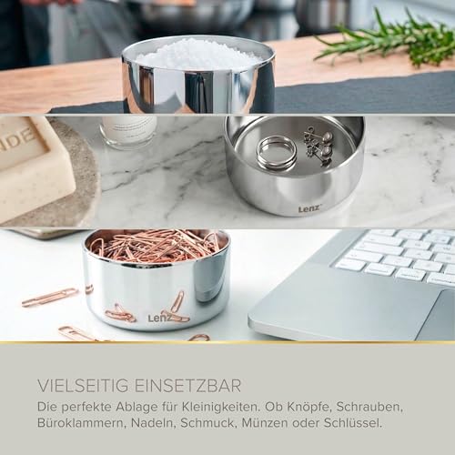 Lenz® SOULUTION Ablageschale in Chrom – Sicherer & stablier Stand durch Anti-Rutsch-Pad – Aufbewahrung für Kleinteile – Präzise gefertigt – Einfache Reinigung – 3508402