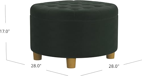 Miniatura 3 de HomePop Decoración del hogar  Otomana redonda de terciopelo copetudo grande con botones  Otomana con almacenamiento para sala de estar y dormitorio,