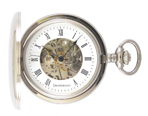 Desperado "Lincoln City 17 Jewel Wind Up Mechanical Chrome Pocket Watch #TOP1