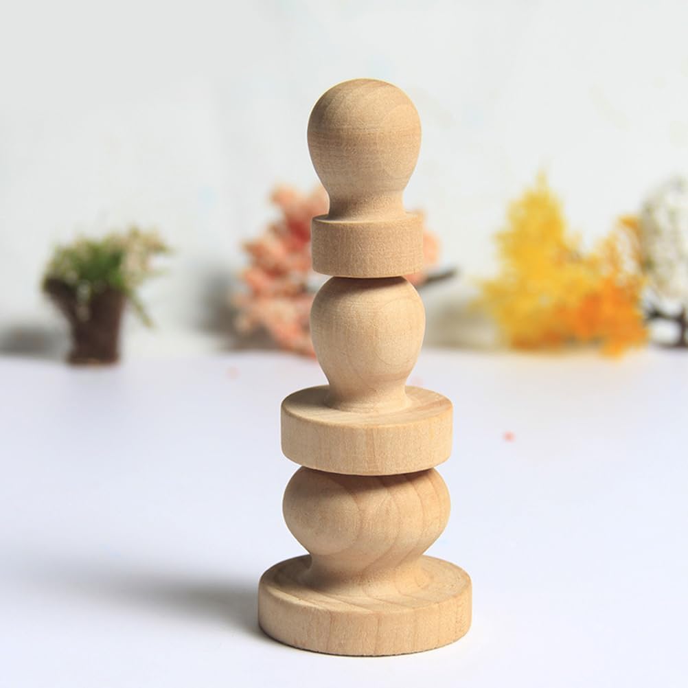 Healifty 9-Piece Wooden Stamp Handles Set 1.96 Inch Round Solid Wood DIY Stamps for Scrapbooking Cards Invitations Personalizing Crafts