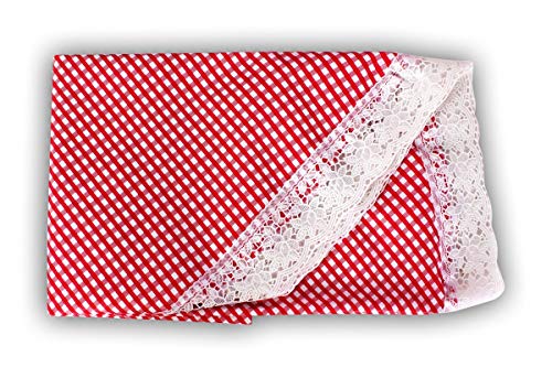 Image of The Furnishing Tree Round Shaped 6 Seater Table Cover WxL 72x72 inches with White Border lace