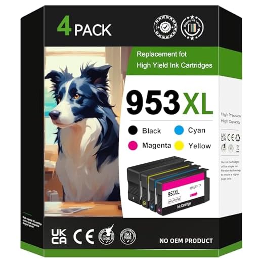 KERFOINK 953XL Multipack Druckerpatronen für HP 953XL Patronen Kompatibel für HP Officejet Pro 7740 7720 8210 8720 8710 7730 8218 8715 8718 8725 8728 8740 8730 (4 Pack)