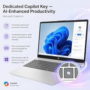 HP 15.6 FHD Touchscreen Laptop Computer, AMD Ryzen 7 7730U(8 Cores), 16GB RAM, 512GB SSD, 15.6 LED Anti-Glare, Wi-Fi 6, BT 5.4, Copilot Key, Free Office 365 for The Web, Windows 11 Pro, W/Accessories — photo 4 of 6