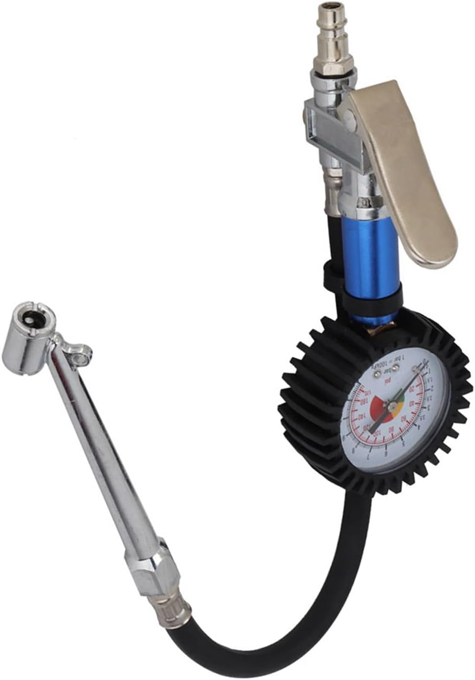 12 Bar Self Clamping Tire Inflator Pressure Meter Quick Air Connector Tool for Vehicle Tires
