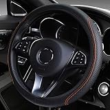 VARGTR Leather Car Steering Wheel Cover,Universal Fits15 Inch Steering Wheel,Breathable, Non-Slip,El