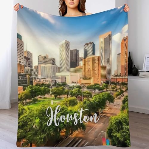 Couverture Houston paysage urbain 152x203 cm légère et chaude pour canapé