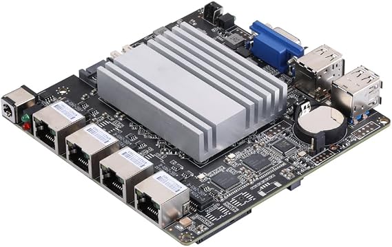 Qotom 4 LAN Mini PC Q190G4N-S08 with 4GB RAM and 64GB SSD, Intel Celeron J1900 Processor, Quad core 2.0 GHz