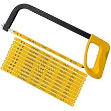 Hanpex 12in. High-Tension Hacksaw Frame with 10pcs 24TPI Extra High Carbon Steel Blades, Hand Saw Suitable for Metal, wood, PVC, Carpentry