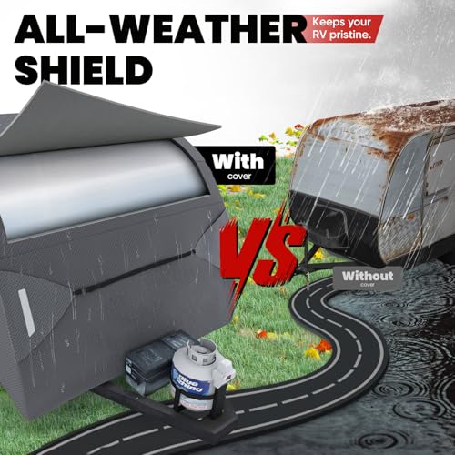 KING BIRD Upgraded R-Pod Travel Trailer RV Cover, Heavy Duty 5 Layers Tearstop-Tec with Spunlace Cotton Anti-UV Top, Utility Camper Cover, Fits 20'- 22' Motorhome-Anti-Snow, Waterproof, Rip-Stop by KING BIRD - Image 4