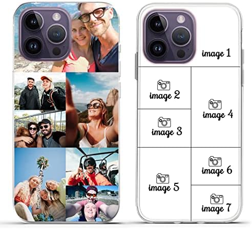 ABCJOJO Personalized Custom Phone Cases,Compatible with iPhone 14 13 12 11 Pro Max Mini Plus XR X Create Your Own Picture Phone Case with Photos,Suitable for Family,Friends and Gift Giving (7 Photos)