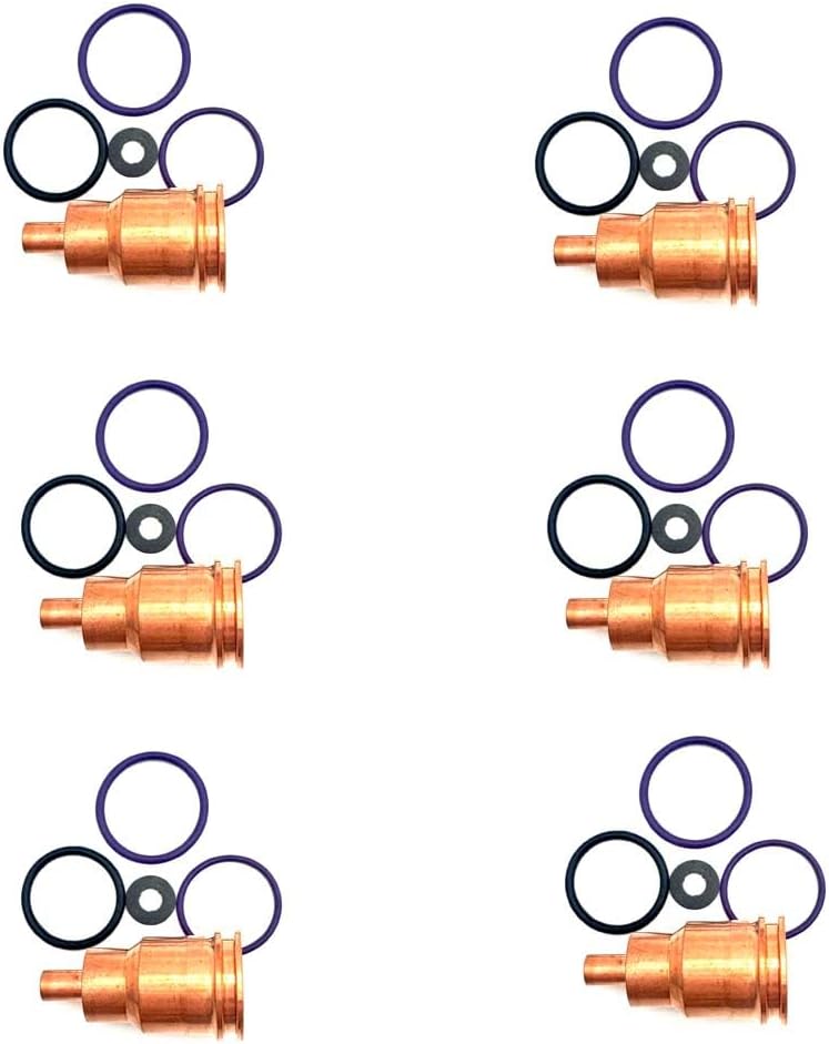 6PCS Injector Sleeve Cup Tube Kit Compatible with Volvo Mack Truck D11 Engine 21351717 2124700 7485121085 7421351717